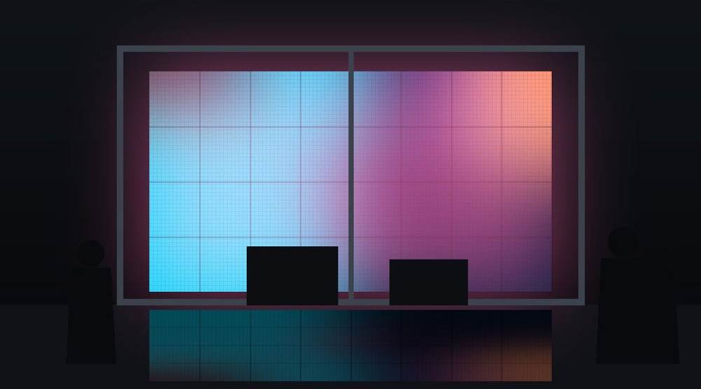 Loja com painel de LED na vitrine